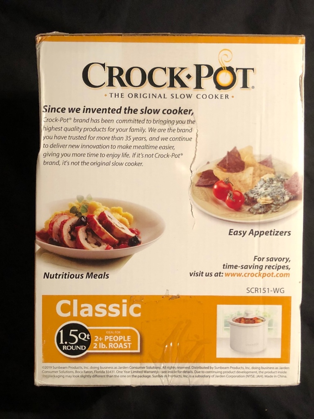 New !! 1.5 Qt White Crock Pot Original Electric Slow Cooker w Removable Pot & Gl - Picture 3 of 6